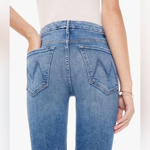 MOTHER Denim - Mother High Waisted Looker Ankle Fray Distressed Jeans Goin For Gold Size 25